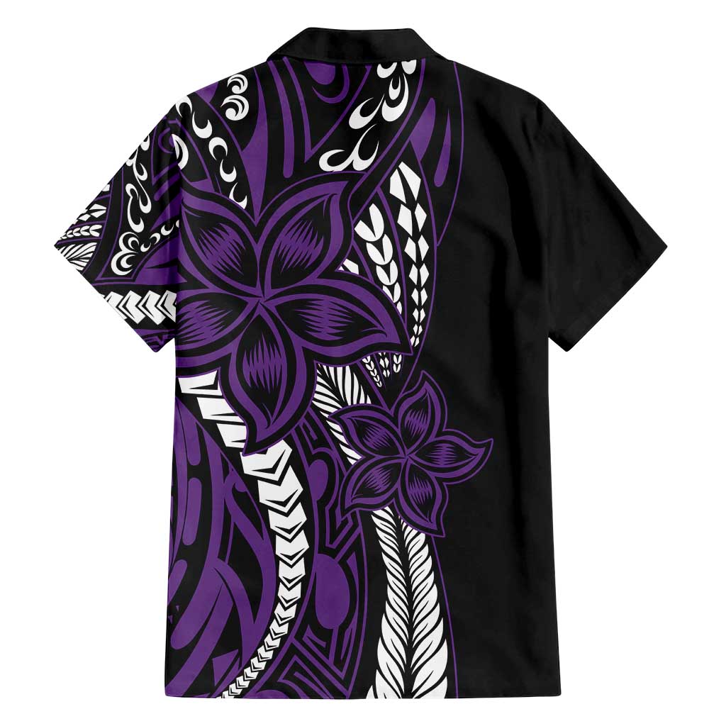 Polynesian Plumeria Floral Tattoo Pattern Family Matching Tank Maxi Dress and Hawaiian Shirt Purple Style