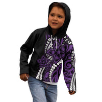 Polynesian Plumeria Floral Tattoo Pattern Kid Hoodie Purple Style