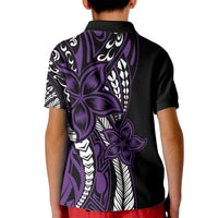Polynesian Plumeria Floral Tattoo Pattern Kid Polo Shirt Purple Style