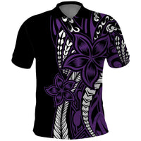 Polynesian Plumeria Floral Tattoo Pattern Polo Shirt Purple Style