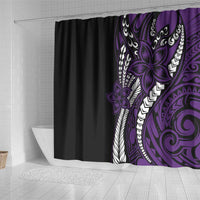 Polynesian Plumeria Floral Tattoo Pattern Shower Curtain Purple Style