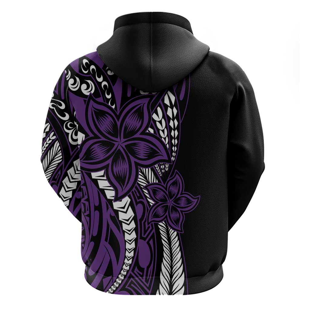 Polynesian Plumeria Floral Tattoo Pattern Zip Hoodie Purple Style LT9 - Polynesian Pride
