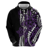 Polynesian Plumeria Floral Tattoo Pattern Zip Hoodie Purple Style LT9 - Polynesian Pride