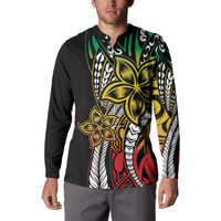 Polynesian Plumeria Floral Tattoo Pattern Button Sweatshirt Reggae Style LT9 - Polynesian Pride