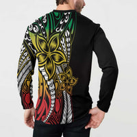 Polynesian Plumeria Floral Tattoo Pattern Button Sweatshirt Reggae Style LT9 - Polynesian Pride