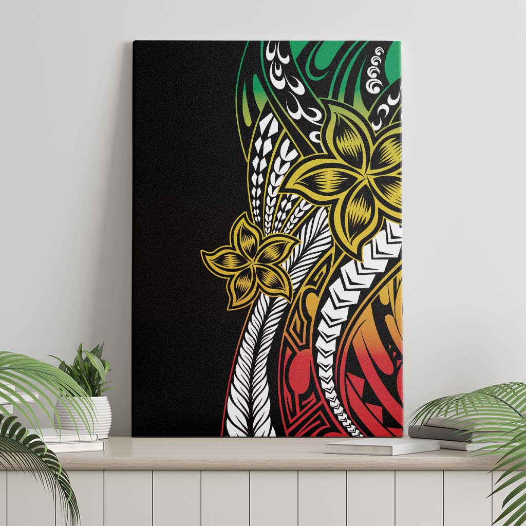 Polynesian Plumeria Floral Tattoo Pattern Canvas Wall Art Reggae Style