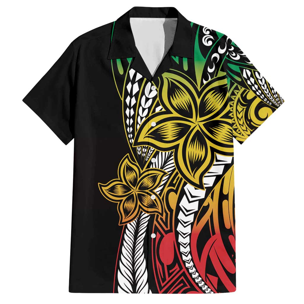 Polynesian Plumeria Floral Tattoo Pattern Family Matching Short Sleeve Bodycon Dress and Hawaiian Shirt Reggae Style LT9 Dad's Shirt - Short Sleeve Reggae - Polynesian Pride