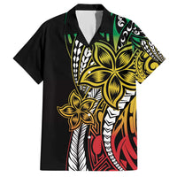 Polynesian Plumeria Floral Tattoo Pattern Family Matching Short Sleeve Bodycon Dress and Hawaiian Shirt Reggae Style LT9 Dad's Shirt - Short Sleeve Reggae - Polynesian Pride