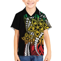 Polynesian Plumeria Floral Tattoo Pattern Family Matching Short Sleeve Bodycon Dress and Hawaiian Shirt Reggae Style LT9 Son's Shirt Reggae - Polynesian Pride