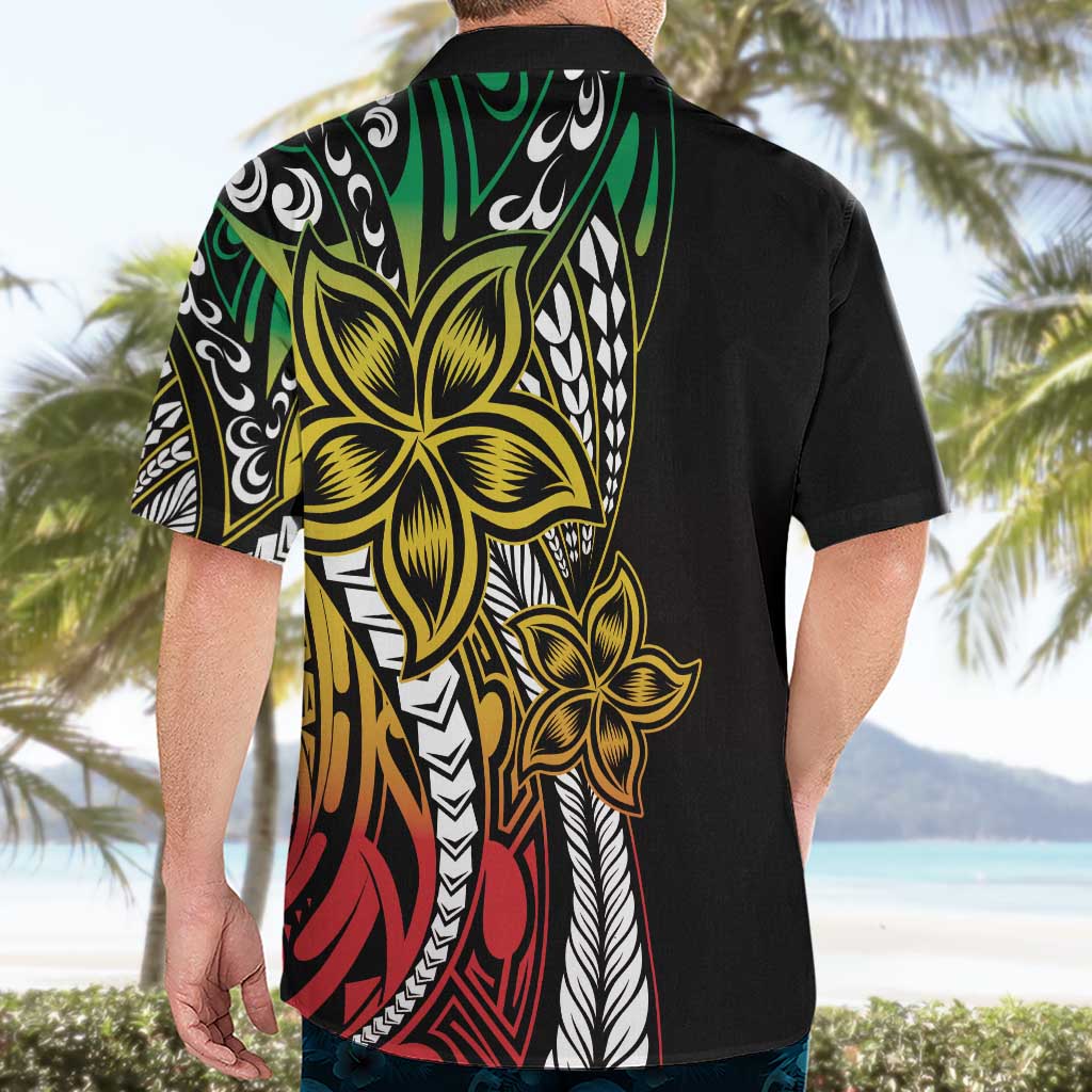Polynesian Plumeria Floral Tattoo Pattern Hawaiian Shirt Reggae Style