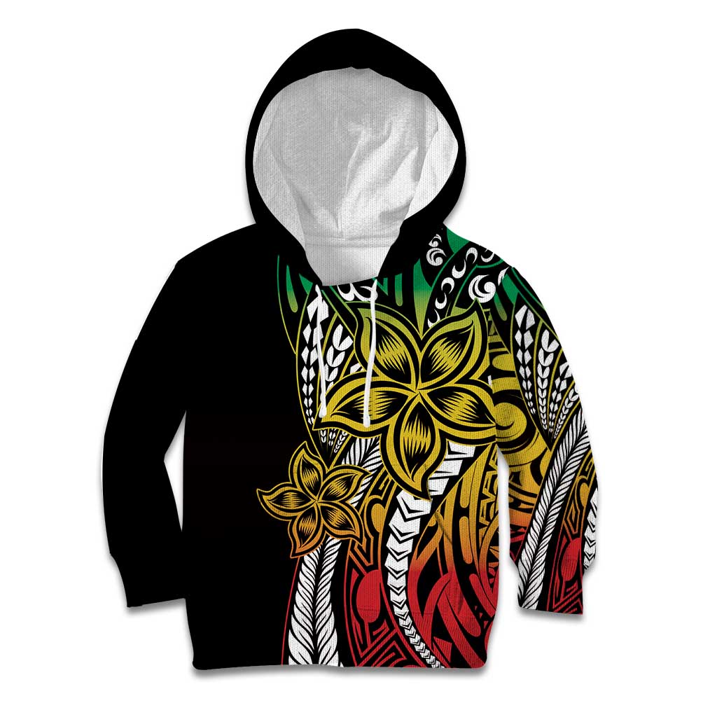 Polynesian Plumeria Floral Tattoo Pattern Kid Hoodie Reggae Style
