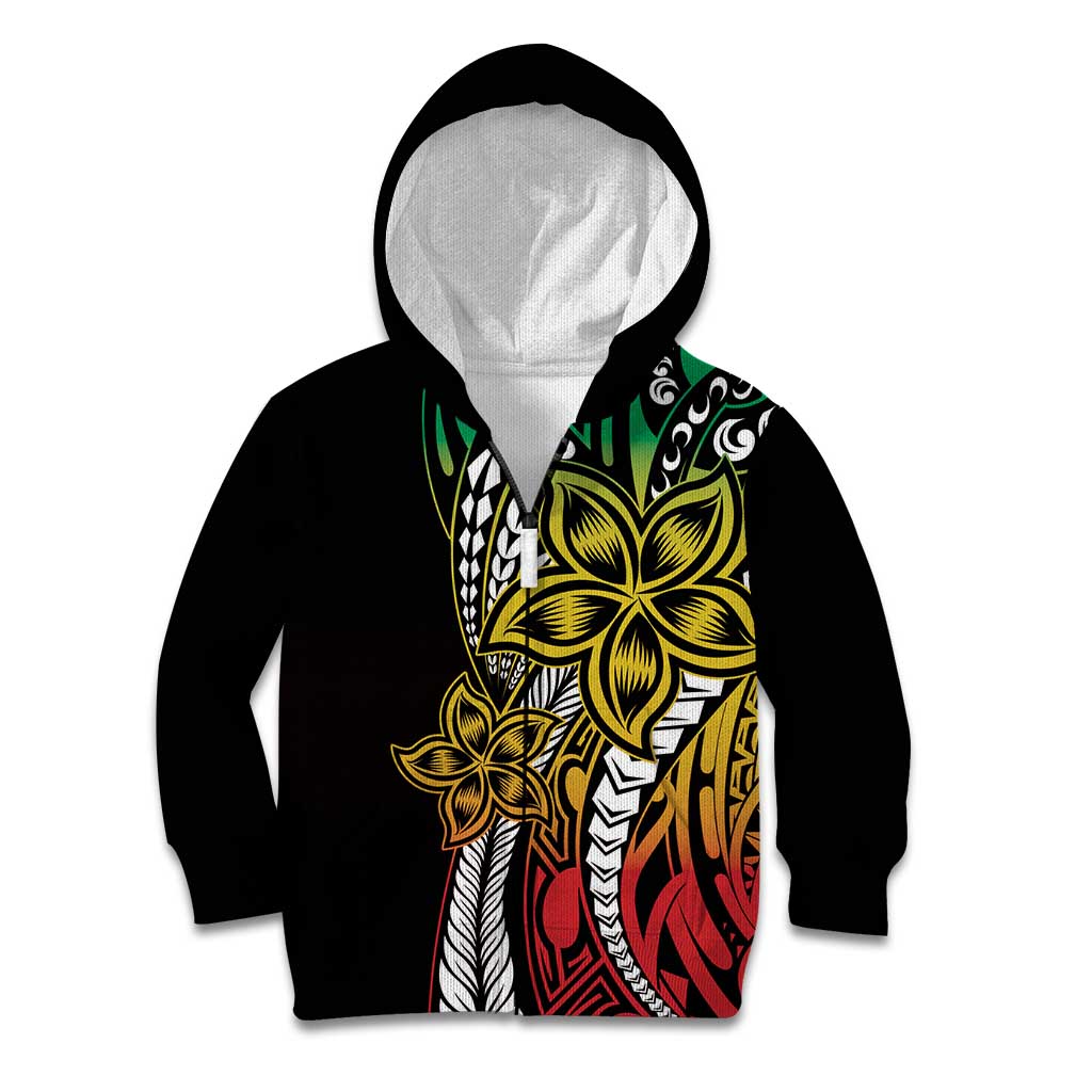 Polynesian Plumeria Floral Tattoo Pattern Kid Hoodie Reggae Style