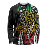 Polynesian Plumeria Floral Tattoo Pattern Long Sleeve Shirt Reggae Style LT9 Unisex Reggae - Polynesian Pride