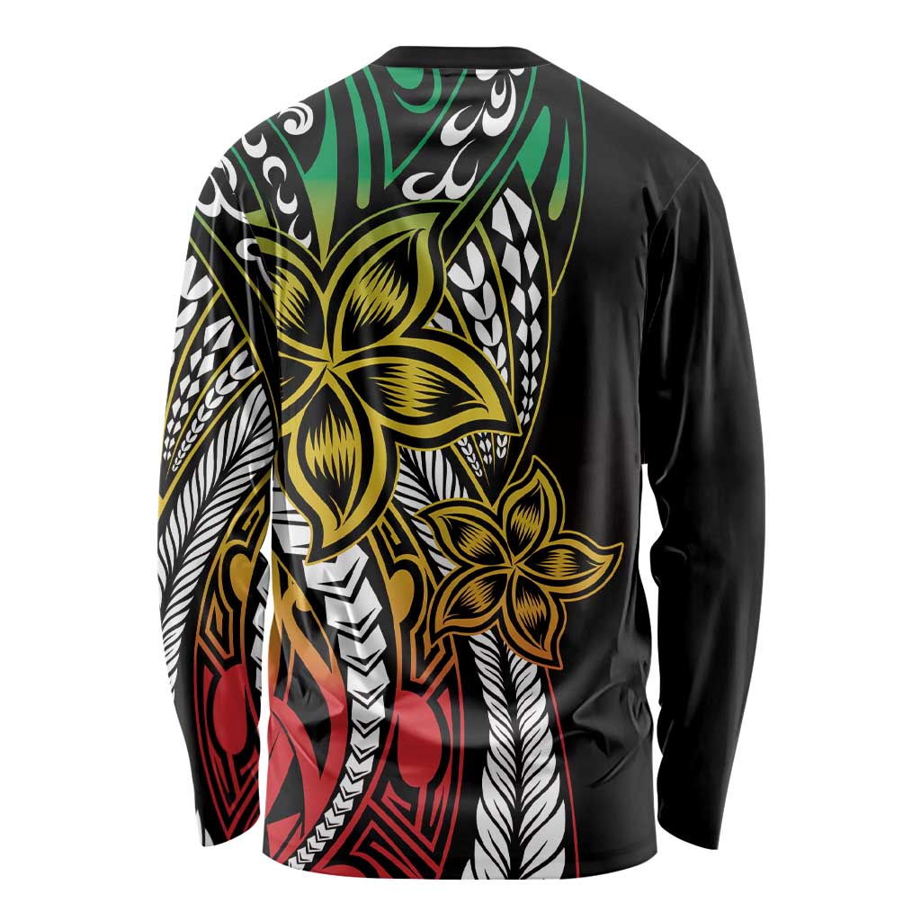 Polynesian Plumeria Floral Tattoo Pattern Long Sleeve Shirt Reggae Style LT9 - Polynesian Pride