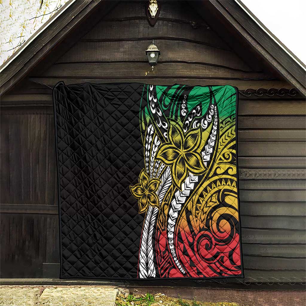 Polynesian Plumeria Floral Tattoo Pattern Quilt Reggae Style