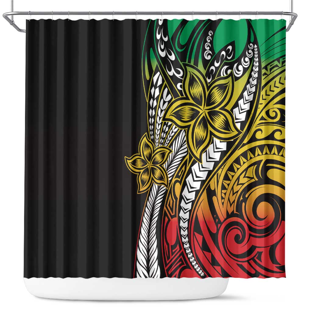 Polynesian Plumeria Floral Tattoo Pattern Shower Curtain Reggae Style LT9 Reggae - Polynesian Pride