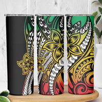 Polynesian Plumeria Floral Tattoo Pattern Skinny Tumbler Reggae Style