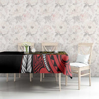 Polynesian Plumeria Floral Tattoo Pattern Tablecloth Reggae Style