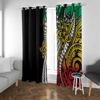 Polynesian Plumeria Floral Tattoo Pattern Window Curtain Reggae Style