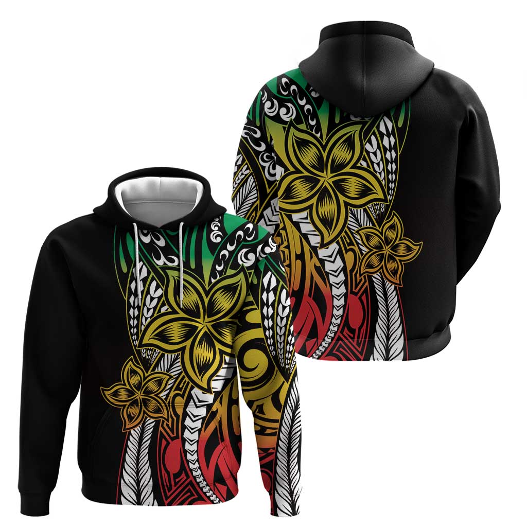 Polynesian Plumeria Floral Tattoo Pattern Zip Hoodie Reggae Style LT9 - Polynesian Pride