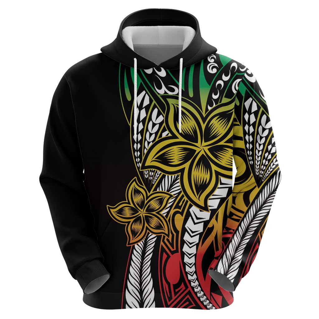 Polynesian Plumeria Floral Tattoo Pattern Zip Hoodie Reggae Style LT9 - Polynesian Pride