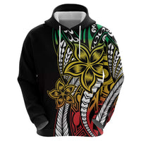Polynesian Plumeria Floral Tattoo Pattern Zip Hoodie Reggae Style LT9 - Polynesian Pride
