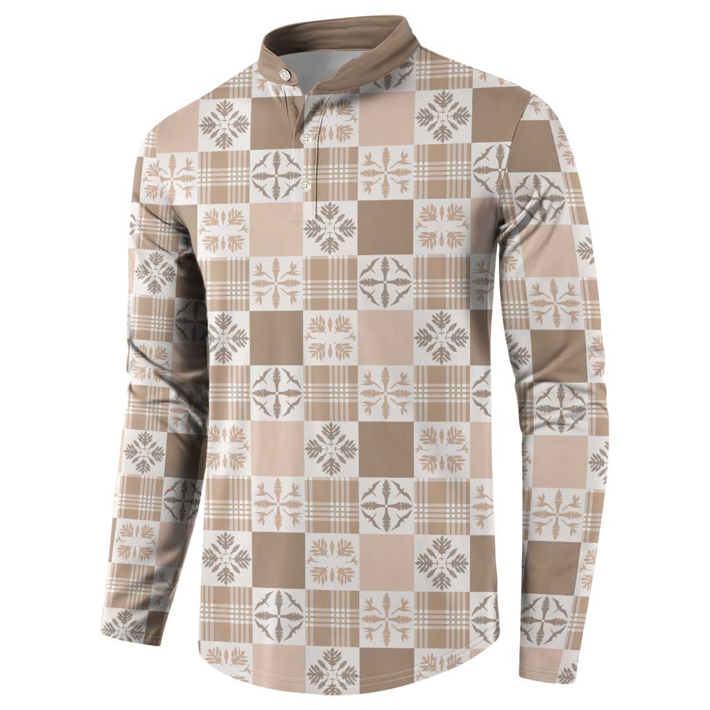 Hawaiian Palaka Quilt Pattern Button Sweatshirt Hawaii Culture Bird of Paradise Exotic Motif - Polynesian Pride