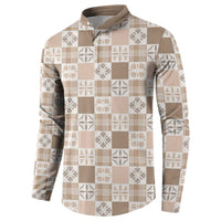 Hawaiian Palaka Quilt Pattern Button Sweatshirt Hawaii Culture Bird of Paradise Exotic Motif - Polynesian Pride