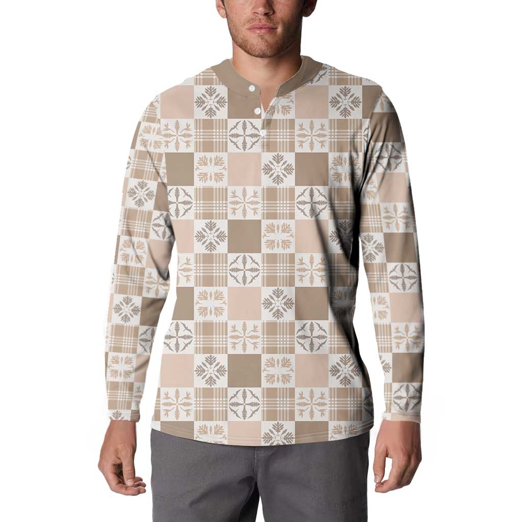 Hawaiian Palaka Quilt Pattern Button Sweatshirt Hawaii Culture Bird of Paradise Exotic Motif - Polynesian Pride