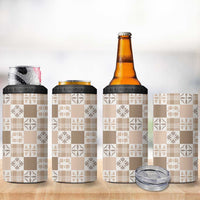 Hawaiian Palaka Quilt Pattern 4 in 1 Can Cooler Tumbler Hawaii Culture Bird of Paradise Exotic Motif - Polynesian Pride