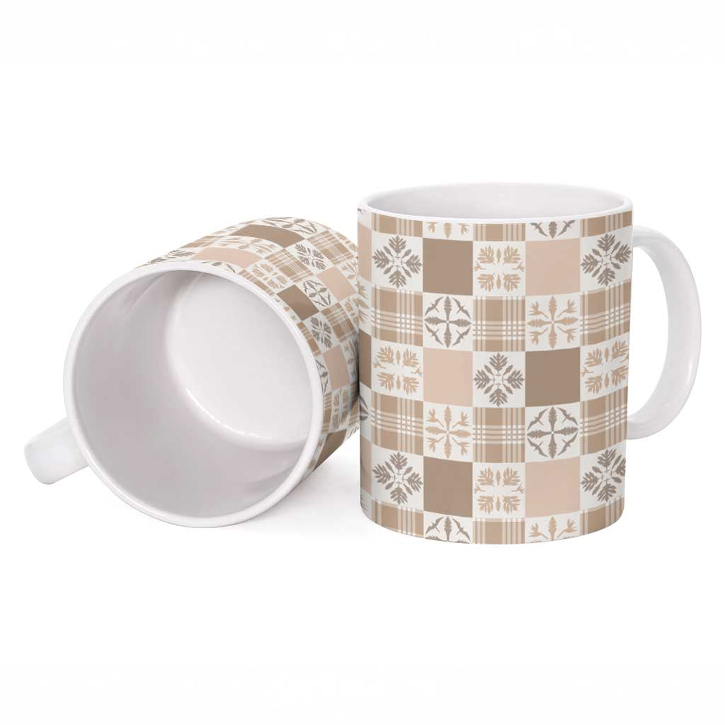 Hawaiian Palaka Quilt Pattern Ceramic Mug Hawaii Culture Bird of Paradise Exotic Motif - Polynesian Pride