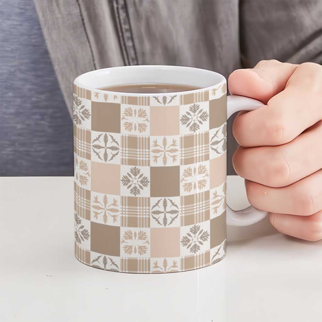 Hawaiian Palaka Quilt Pattern Ceramic Mug Hawaii Culture Bird of Paradise Exotic Motif - Polynesian Pride