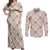Hawaiian Palaka Quilt Pattern Couples Matching Off Shoulder Maxi Dress and Long Sleeve Button Shirt Hawaii Culture Bird of Paradise Exotic Motif - Polynesian Pride