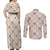 Hawaiian Palaka Quilt Pattern Couples Matching Off Shoulder Maxi Dress and Long Sleeve Button Shirt Hawaii Culture Bird of Paradise Exotic Motif - Polynesian Pride
