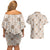Hawaiian Palaka Quilt Pattern Couples Matching Off Shoulder Short Dress and Hawaiian Shirt Hawaii Culture Bird of Paradise Exotic Motif - Polynesian Pride