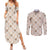 Hawaiian Palaka Quilt Pattern Couples Matching Summer Maxi Dress and Long Sleeve Button Shirt Hawaii Culture Bird of Paradise Exotic Motif - Polynesian Pride