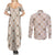 Hawaiian Palaka Quilt Pattern Couples Matching Summer Maxi Dress and Long Sleeve Button Shirt Hawaii Culture Bird of Paradise Exotic Motif - Polynesian Pride