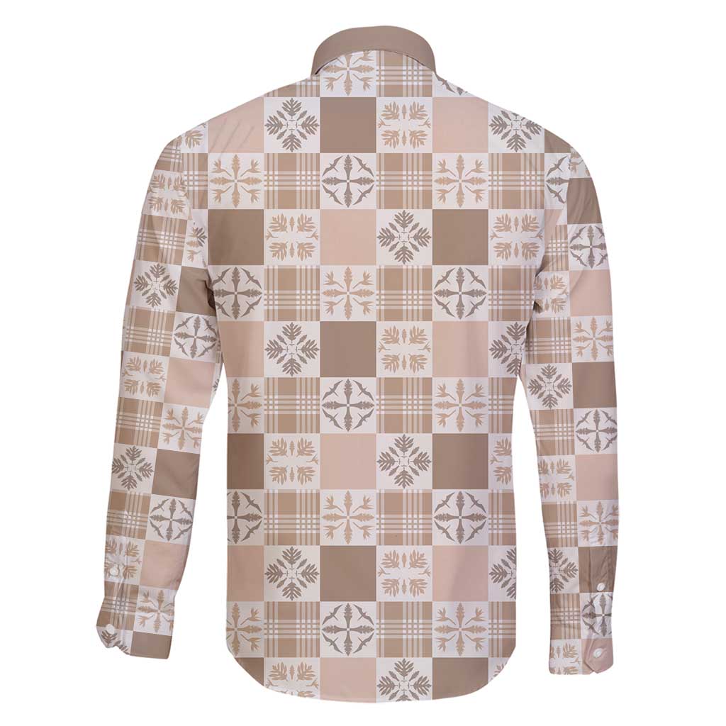 Hawaiian Palaka Quilt Pattern Family Matching Long Sleeve Bodycon Dress and Hawaiian Shirt Hawaii Culture Bird of Paradise Exotic Motif - Polynesian Pride