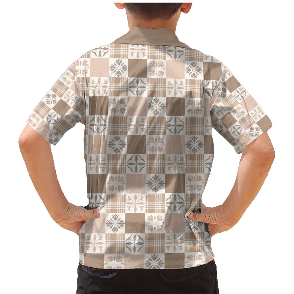 Hawaiian Palaka Quilt Pattern Family Matching Mermaid Dress and Hawaiian Shirt Hawaii Culture Bird of Paradise Exotic Motif - Polynesian Pride