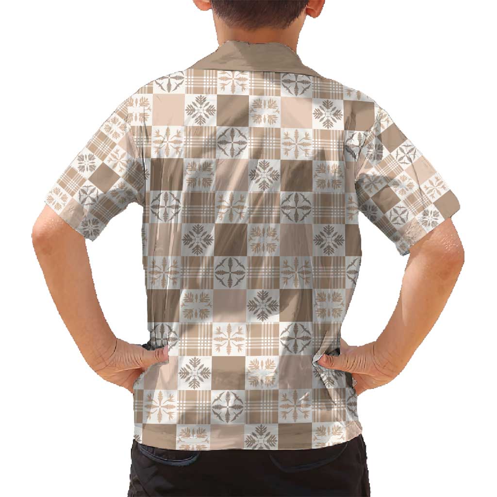 Hawaiian Palaka Quilt Pattern Family Matching Puletasi and Hawaiian Shirt Hawaii Culture Bird of Paradise Exotic Motif - Polynesian Pride