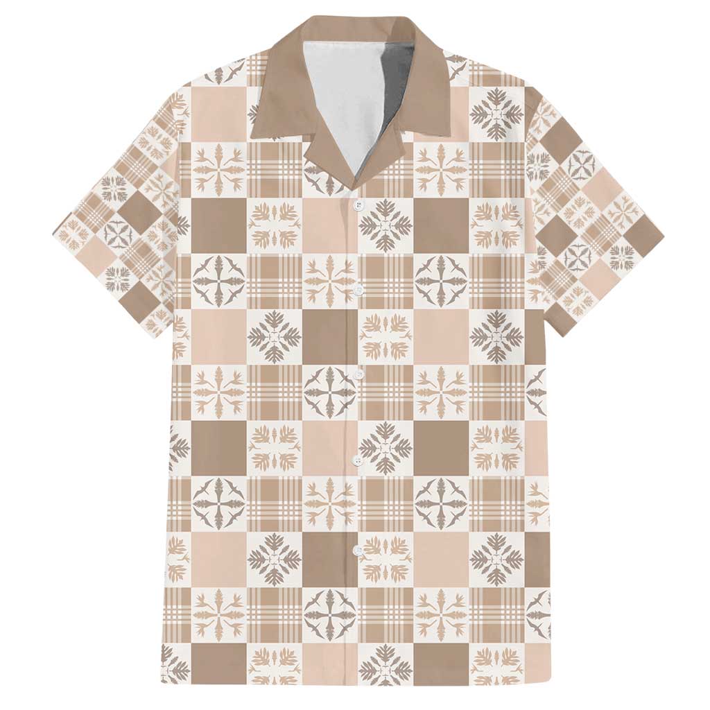Hawaiian Palaka Quilt Pattern Family Matching Puletasi and Hawaiian Shirt Hawaii Culture Bird of Paradise Exotic Motif - Polynesian Pride