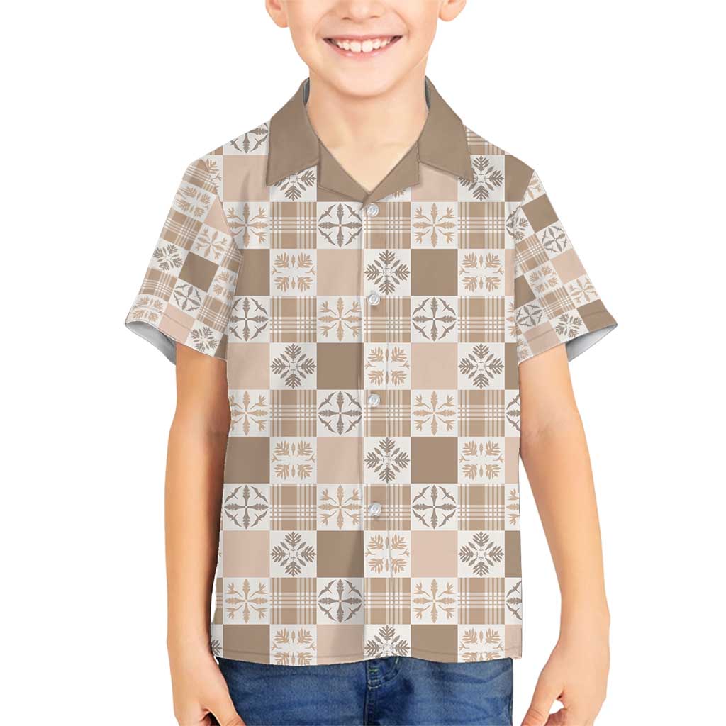 Hawaiian Palaka Quilt Pattern Family Matching Puletasi and Hawaiian Shirt Hawaii Culture Bird of Paradise Exotic Motif - Polynesian Pride