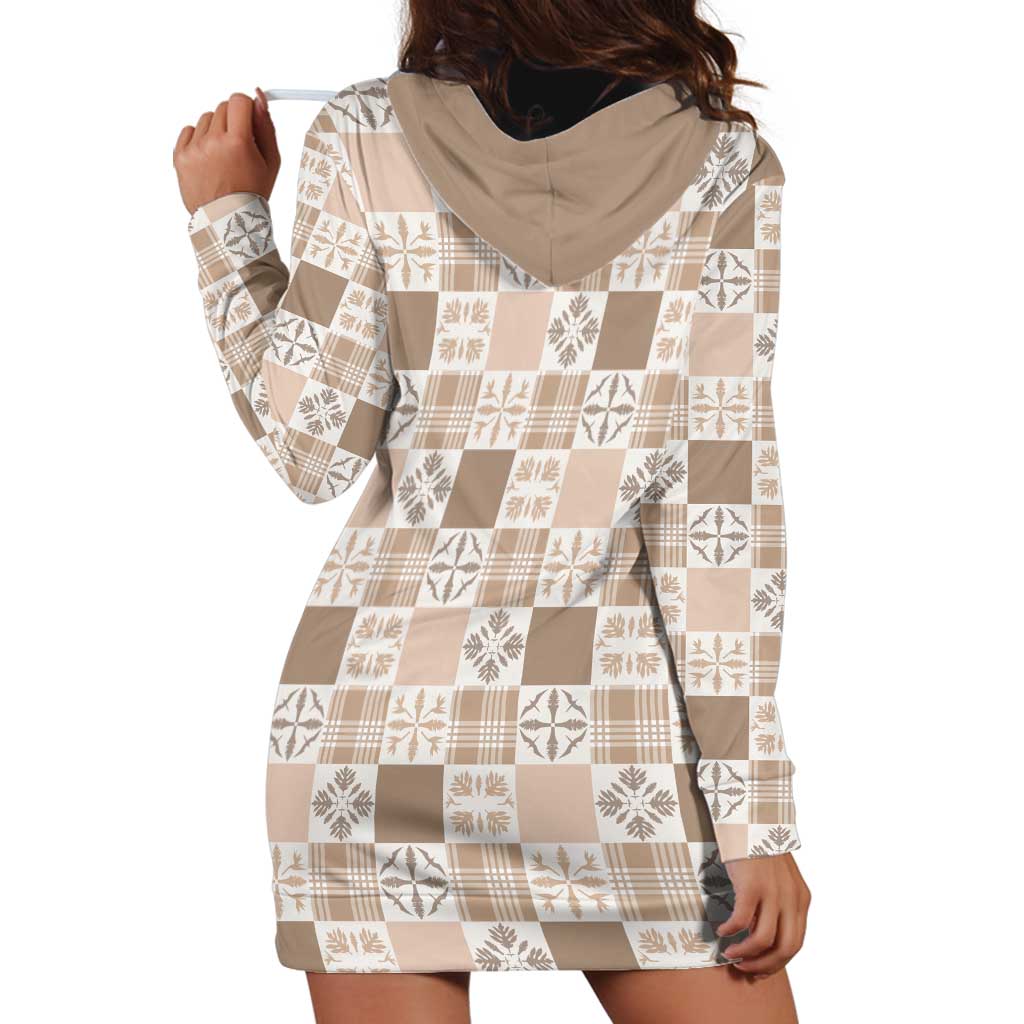 Hawaiian Palaka Quilt Pattern Hoodie Dress Hawaii Culture Bird of Paradise Exotic Motif - Polynesian Pride