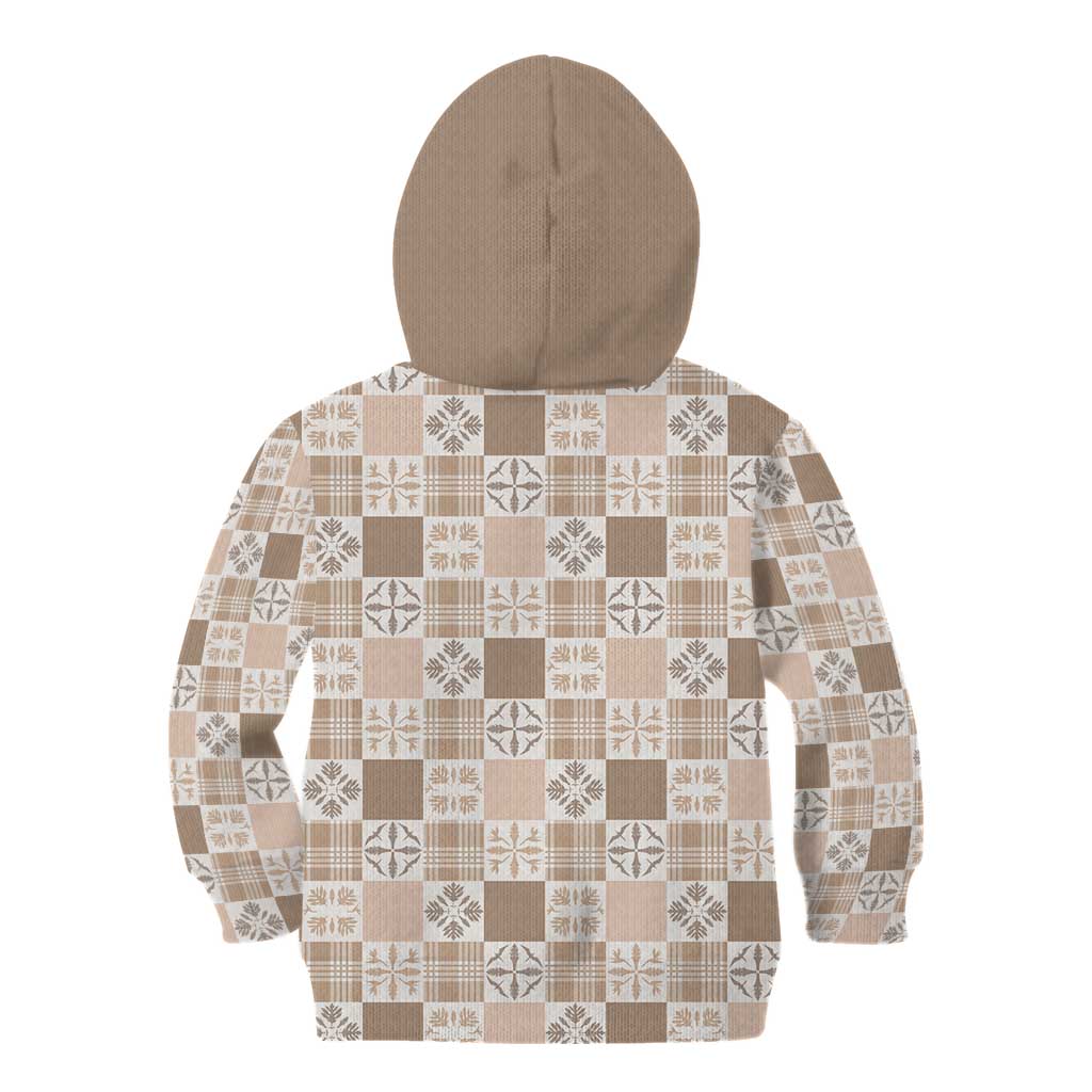 Hawaiian Palaka Quilt Pattern Kid Hoodie Hawaii Culture Bird of Paradise Exotic Motif - Polynesian Pride