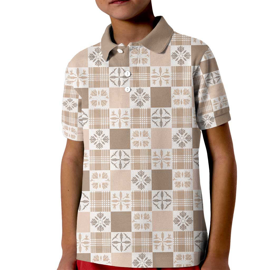 Hawaiian Palaka Quilt Pattern Kid Polo Shirt Hawaii Culture Bird of Paradise Exotic Motif - Polynesian Pride