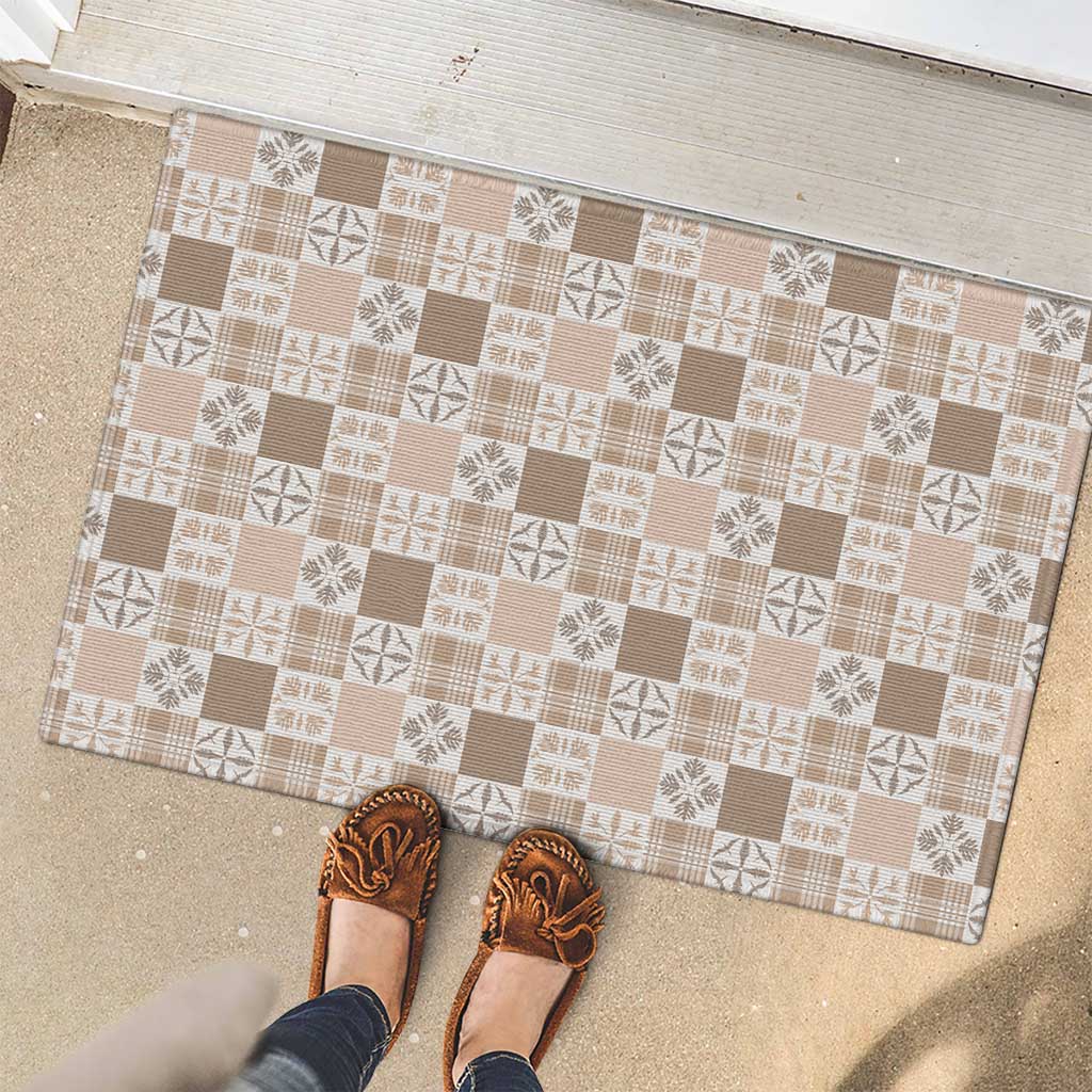 Hawaiian Palaka Quilt Pattern Rubber Doormat Hawaii Culture Bird of Paradise Exotic Motif - Polynesian Pride