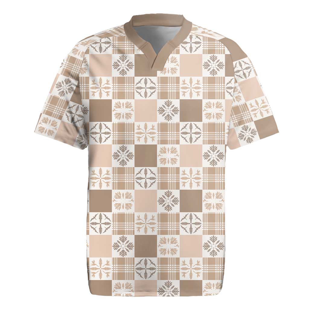 Hawaiian Palaka Quilt Pattern Rugby Jersey Hawaii Culture Bird of Paradise Exotic Motif - Polynesian Pride