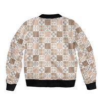 Hawaiian Palaka Quilt Pattern Sleeve Zip Bomber Jacket Hawaii Culture Bird of Paradise Exotic Motif - Polynesian Pride