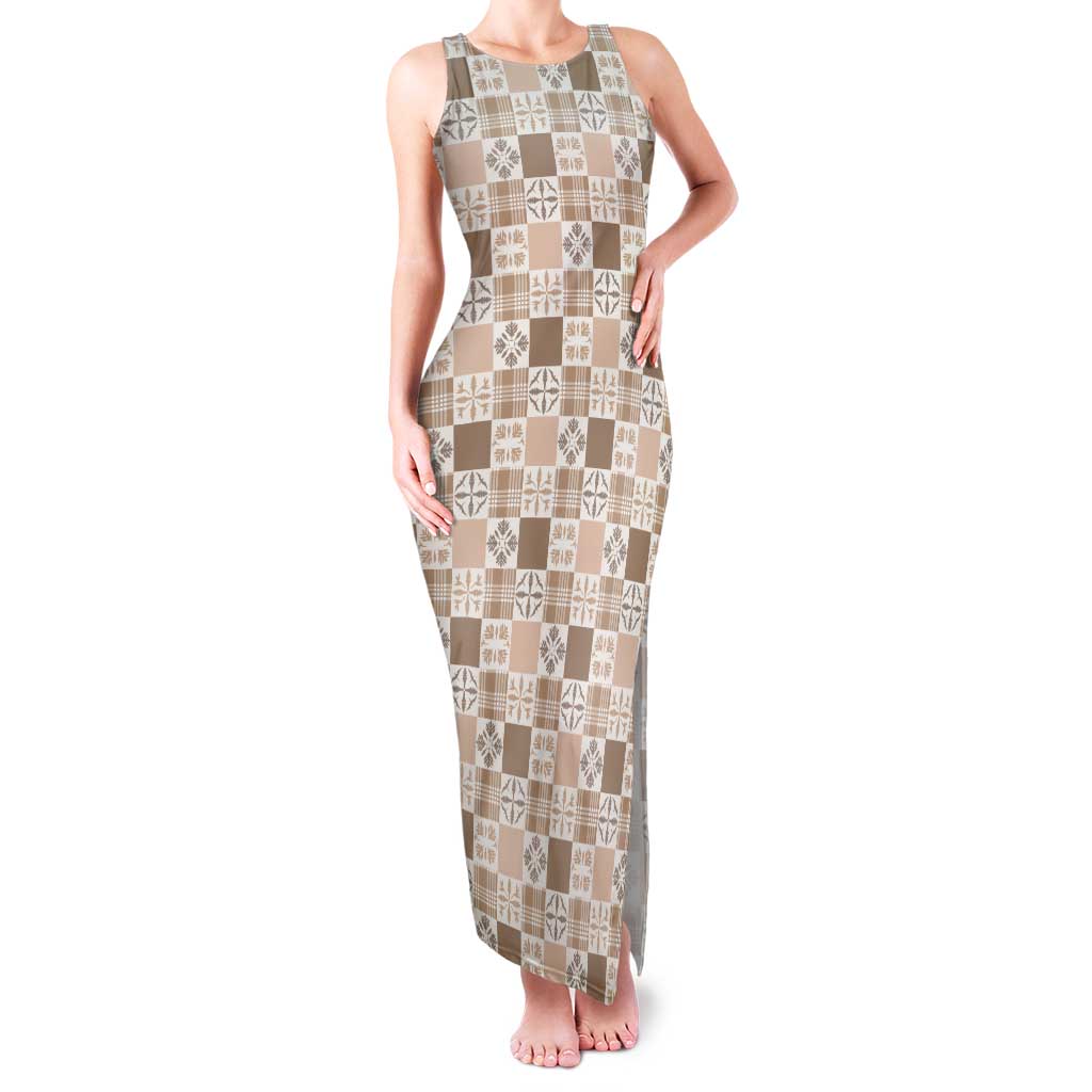 Hawaiian Palaka Quilt Pattern Tank Maxi Dress Hawaii Culture Bird of Paradise Exotic Motif - Polynesian Pride