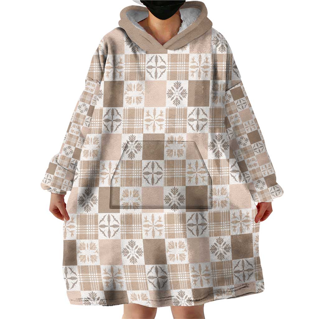 Hawaiian Palaka Quilt Pattern Wearable Blanket Hoodie Hawaii Culture Bird of Paradise Exotic Motif - Polynesian Pride